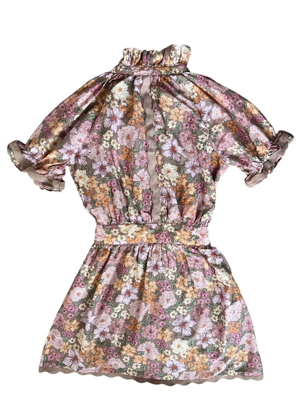 Anthropologie Sundays Evelyn Short Sleeve Dusk Floral Brown Mini Shirt Dress - Picture 6 of 11